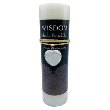 Wisdom pillar candle with White Howlite heart