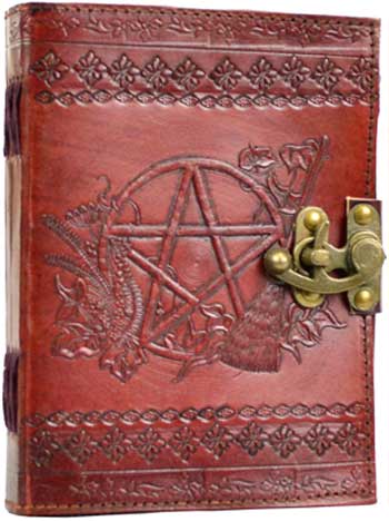 Pentagram leather blank book w/ latch