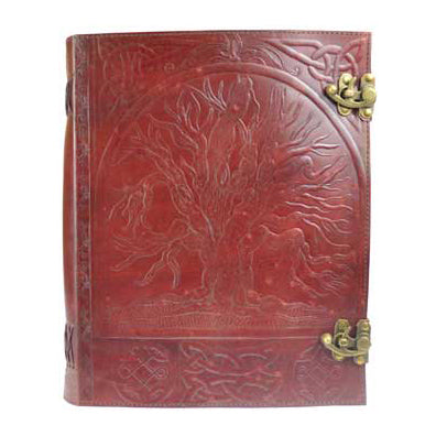 10" x 13" Tree leather blank book w/ latch