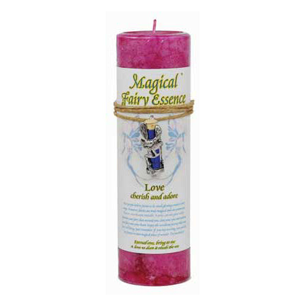 Love Pillar Candle with Fairy Dust Necklace 6 1/2" tall