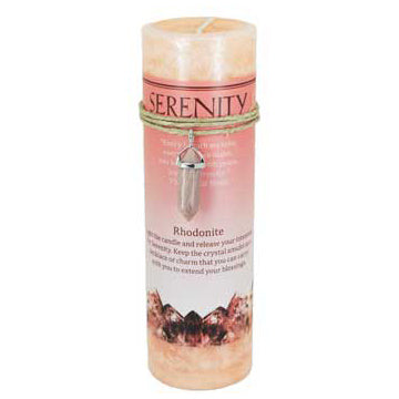 Serenity pillar candle with Blue Sandstone pendant