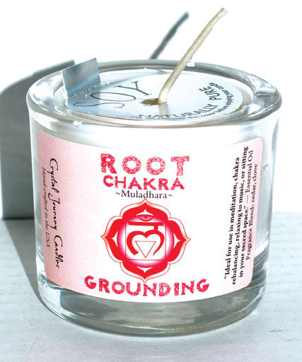 Root chakra soy votive candle
