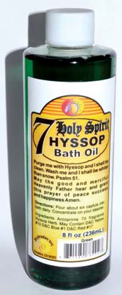 8oz 7 Holy Spirit Hyssop bath oil